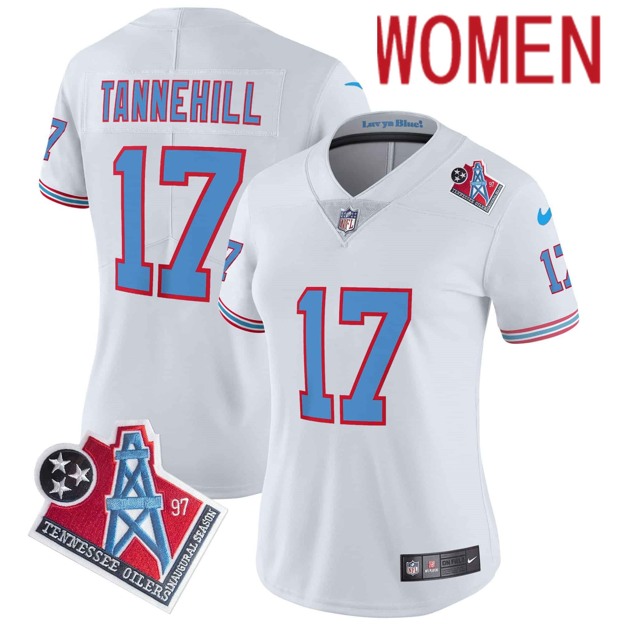 Women Tennessee Titans 17 Tannehill White 1997 Throwback 2024 Nike Limited Vapor NFL Jersey